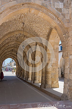 Larnaca, Cyprus â€“ June 26, 2015: Archway of the Church of Saint Lazarus, Larnaca, Cyprus. Editorial Stock Photo